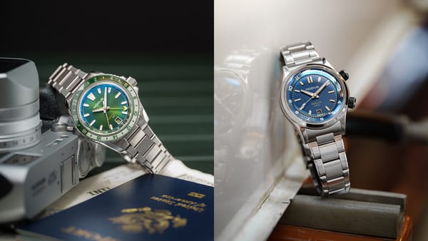 Nodus Contrail GMT Evergreen и Duality II Drift Blue на Hodinkee